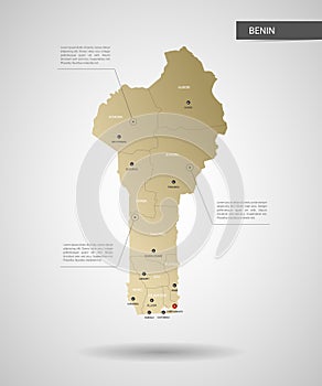 Stylized Benin map vector illustration.