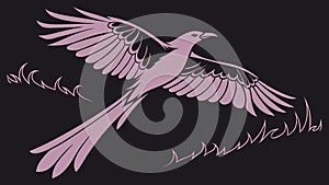 Stylized bird in flight illustration, abstract avian art element graphic vector design Generative AI photo