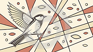 Stylized Bird on Geometric Pattern, Artistic Nature Design, vector design Generative AI