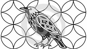 Stylized Bird Motif, Decorative Geometric Pattern Vector, vector design Generative AI