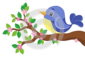 Stylized bird on spring branch theme 1