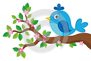 Stylized bird on spring branch theme 3