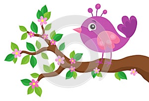 Stylized bird on spring branch theme 5