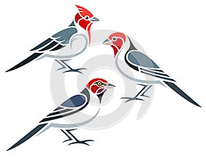 Stylized Birds - Cardinals