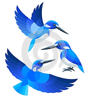 Stylized Birds - Cerulean Kingfisher