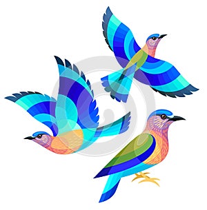 Stylized Birds - Indian Roller