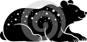 Stylized Black Bear Silhouette with Starry Pattern