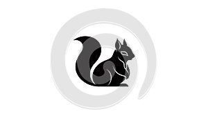 Stylized black silhouette of a squirrel