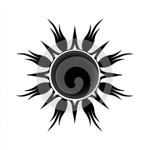 Stylized Black Sun Graphic Design Element