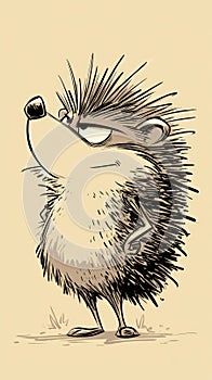 Quirky Cartoon Hedgehog