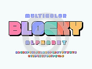 Stylized blocky font