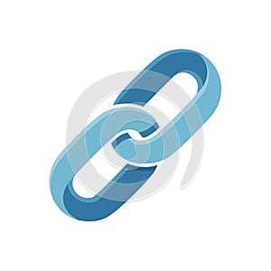 Stylized blue chain link icon representing internet connection online communication and web navigation concept
