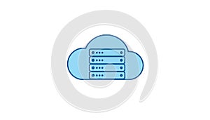 Cloud computing server rack icon for technology and data storage