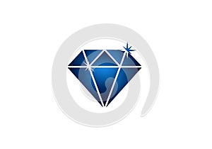 A stylized blue diamond illustration on a white background. The