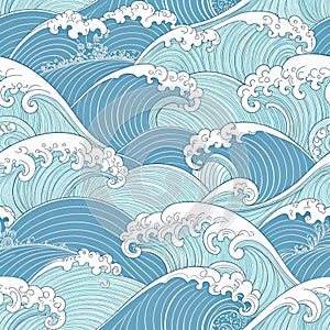 Stylized blue ocean waves pattern