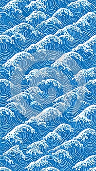 Stylized Blue Ocean Waves Pattern
