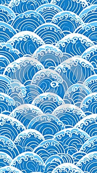 Stylized Blue Ocean Waves Pattern