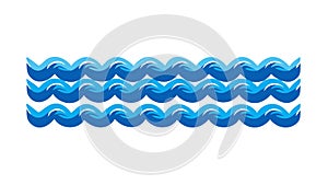 Stylized Blue Ocean Waves Vector Border, vector design Generative AI