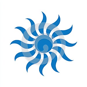 Stylized Blue Sun Graphic Design Element