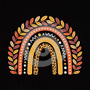 A stylized boho rainbow arches