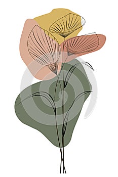 Stylized bouquet of callas drawn with lines and spots