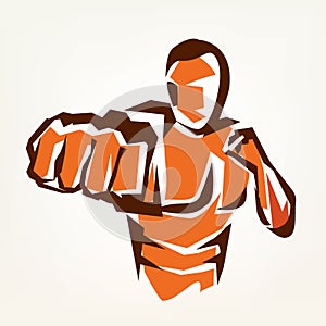 Stylized boxer silhouette, boxing symbol