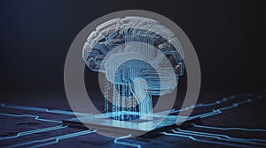 Stylized brain circuit with binary data artificial intelligence