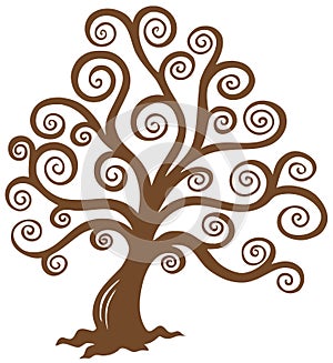Stylized brown tree silhouette