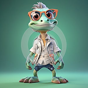 Stylized Cartoon Compsognathus: Playful 3d Game Character Design