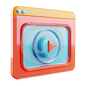 Play Button 3D Render: Colorful Media Player Icon photo