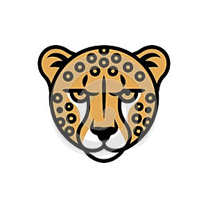 Stylized Cheetah Head Vector Logo Illustration