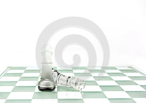 Stylized chess board with two pieces white background