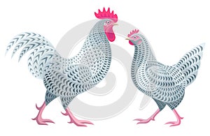 Stylized Chickens - Rooster and Hen
