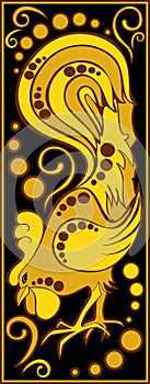 Stylized Chinese horoscope black and gold - rooster