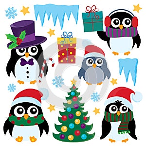 Stylized Christmas penguins set 1