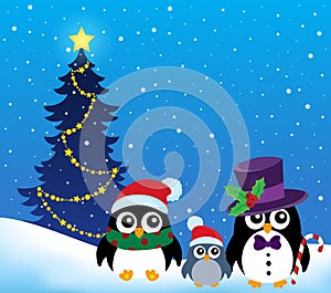 Stylized Christmas penguins theme 2