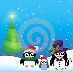 Stylized Christmas penguins theme 3