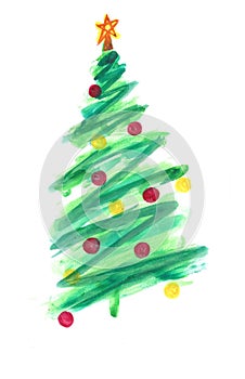 Stylized Christmas tree with colorful ornaments