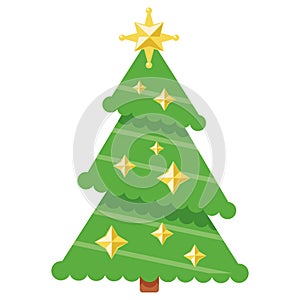 Stylized Christmas tree with star decorations vector illustration