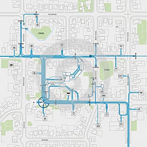 Various icons indicate public amenities such as Wi-Fi hotspots and