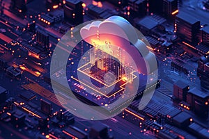 Stylized Cloud with Circuit Pathways