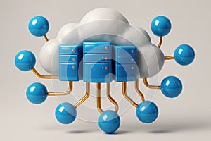 Stylized cloud computing system with data servers and network connections