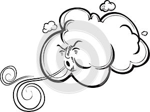 Stylized cloud creating wind