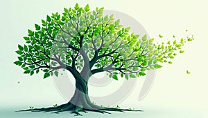 Stylized code-leaf tree symbolizing skill development, background, tree