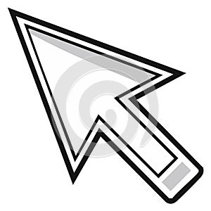 Stylized computer cursor arrow pointer icon for digital interface and user experience design
