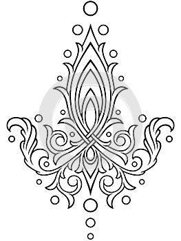 Stylized contour Victorian Gothic ornament