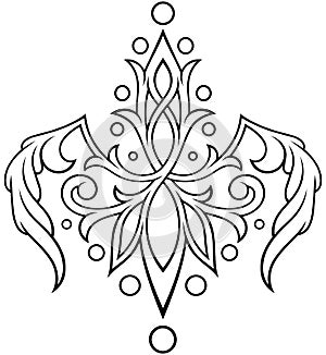 Stylized contour Victorian Gothic ornament