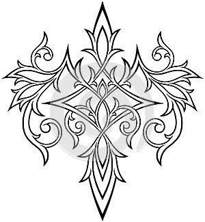 Stylized contour Victorian Gothic ornament