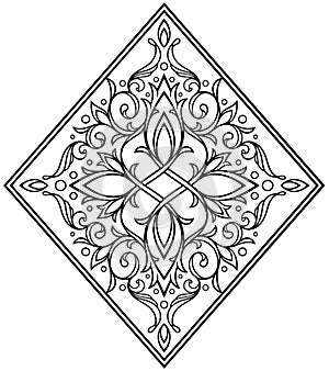 Stylized contour Victorian Gothic ornament diamond shape