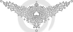 Stylized contour Victorian Gothic ornament with Spades